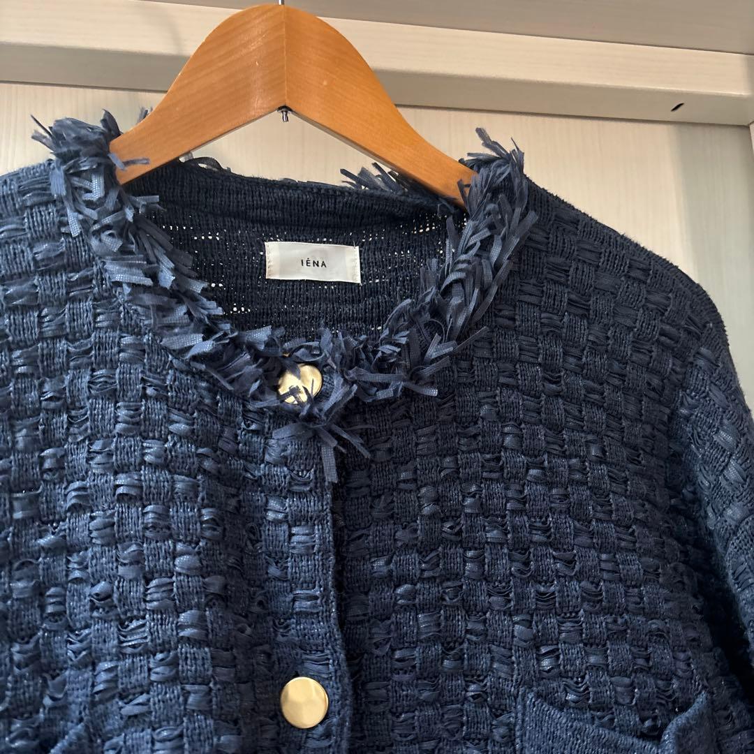 2023 IENA イエナ ツイードニットジャケット　ネイビー