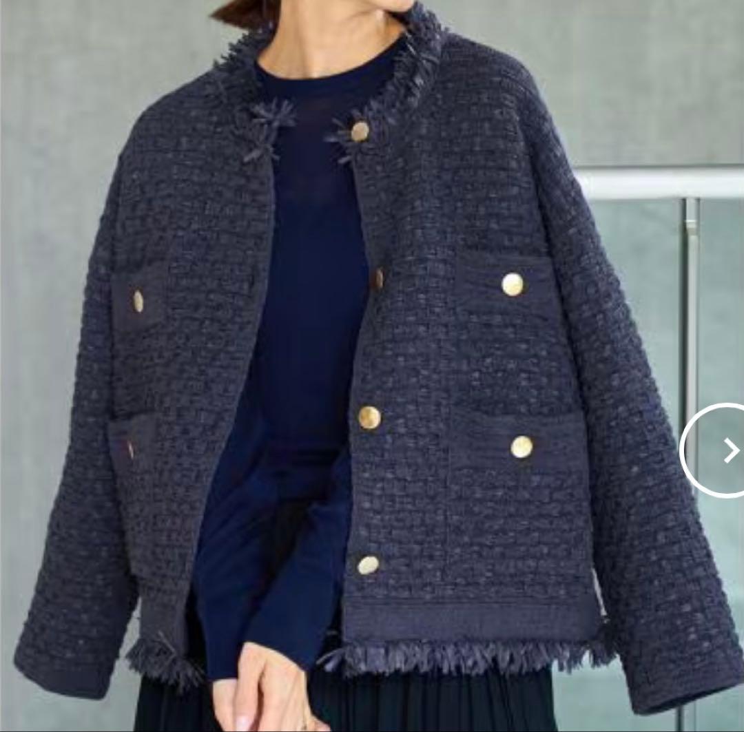 2023 IENA イエナ ツイードニットジャケット　ネイビー