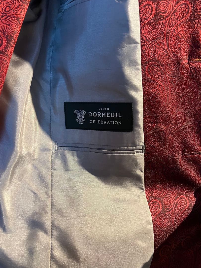 ペイズリー柄オーダーメイドスーツセット　ワインレッド