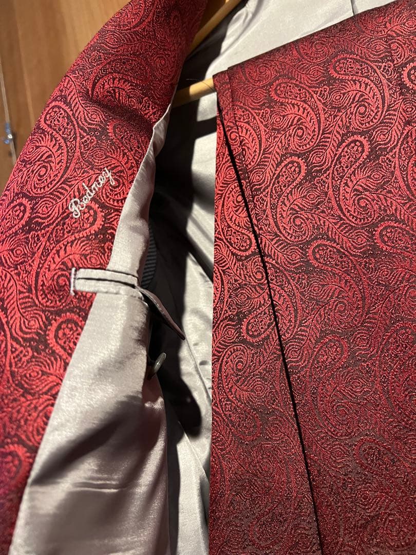 ペイズリー柄オーダーメイドスーツセット　ワインレッド