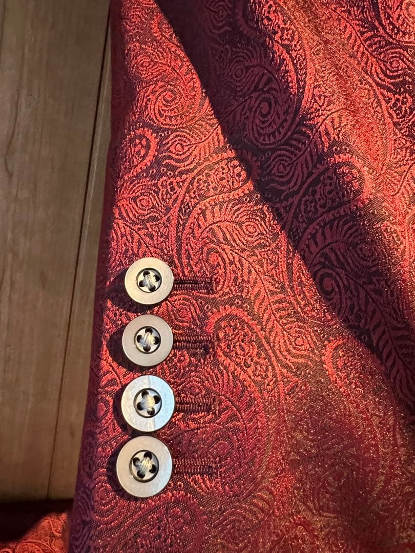 ペイズリー柄オーダーメイドスーツセット　ワインレッド