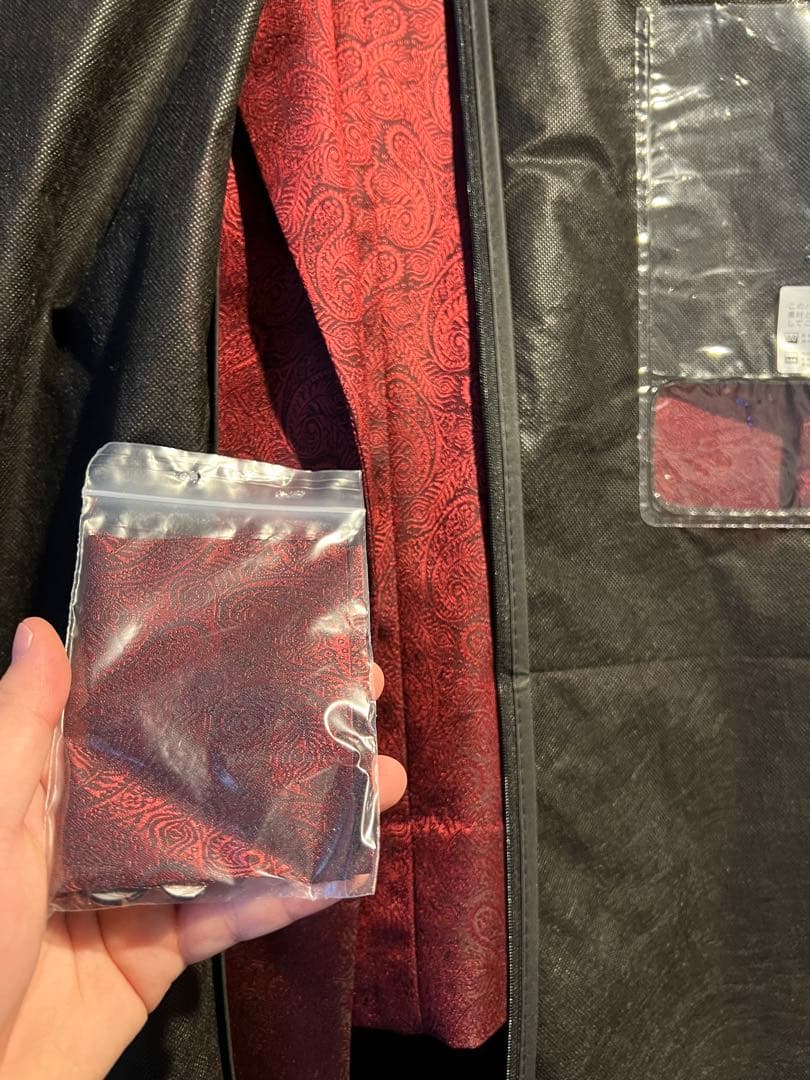 ペイズリー柄オーダーメイドスーツセット　ワインレッド