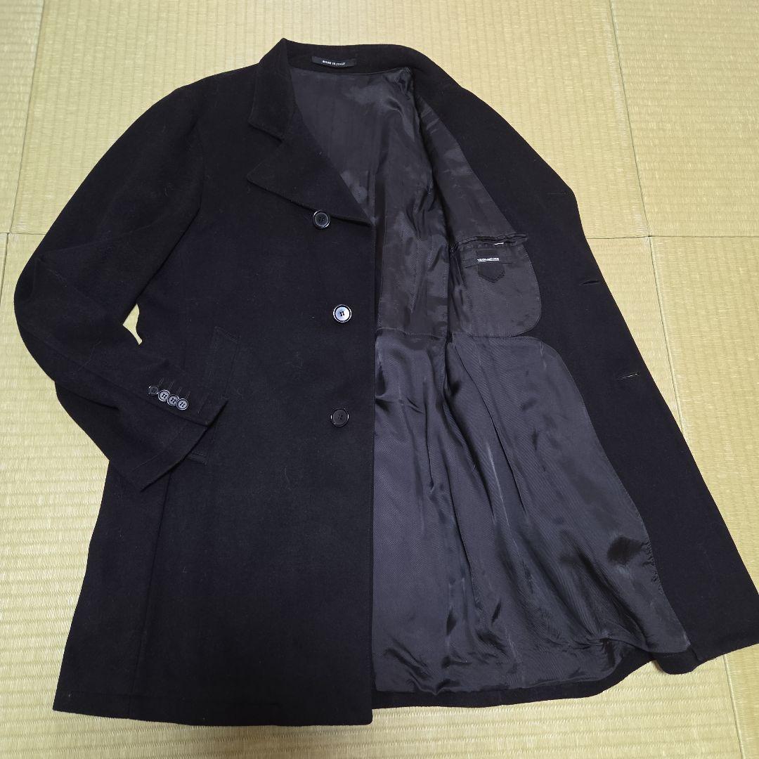 極美品 カシミア混 サイズ50 XL相当 黒 タリアトーレ チェスターコート