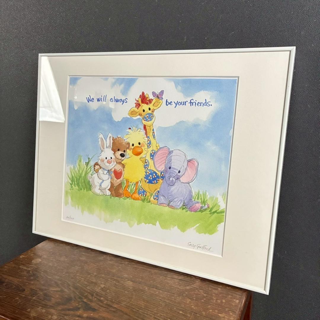美品 スージー・スパッフォード「みんなともだち」版画 直筆サイン入 スージーズー