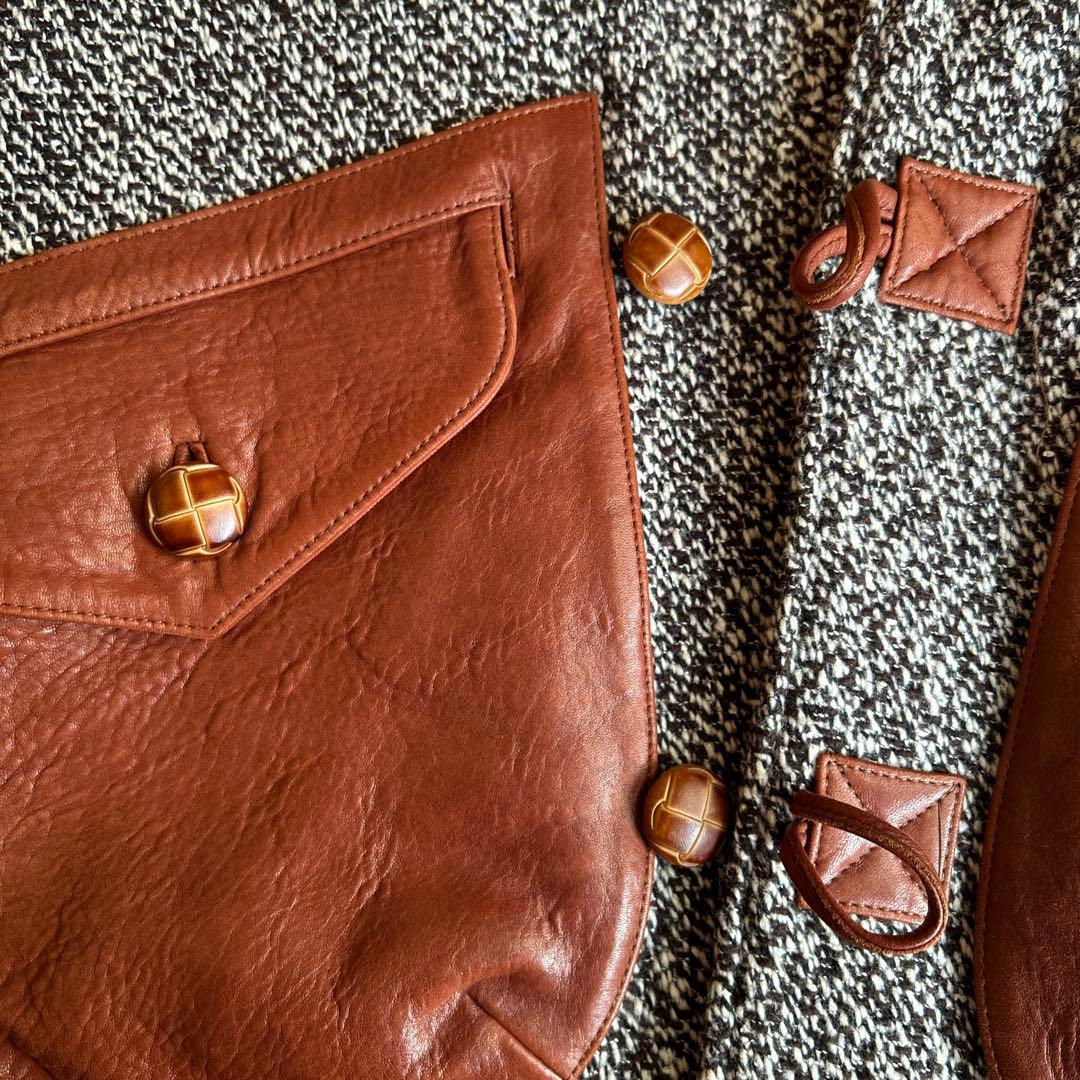 [美品]羊革　イタリア　ラムレザー　コート　ビンテージ