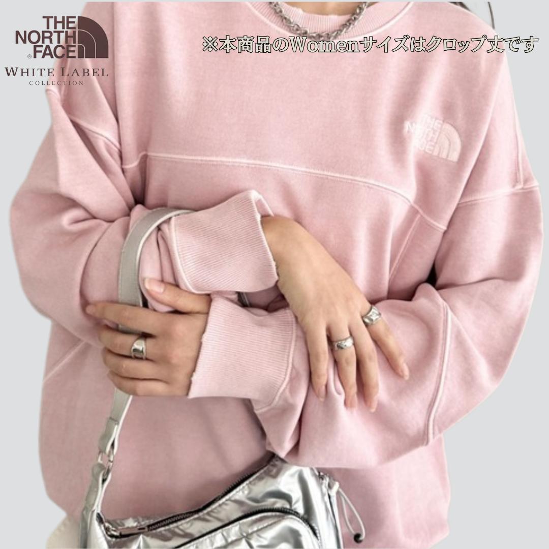 【すぐ発送】ノースフェイス スウェット トレーナー 刺繍ロゴ ピンク クロップ丈