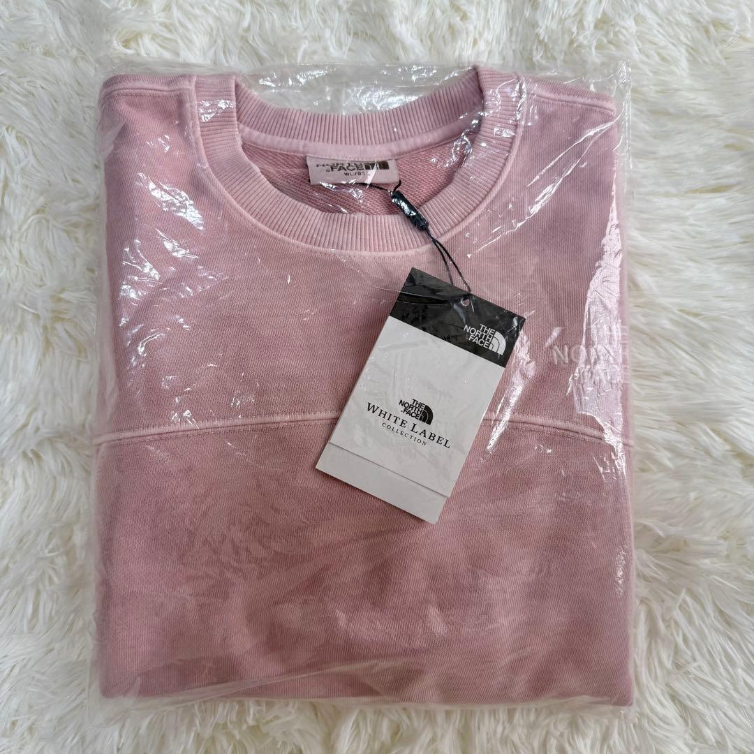 【すぐ発送】ノースフェイス スウェット トレーナー 刺繍ロゴ ピンク クロップ丈