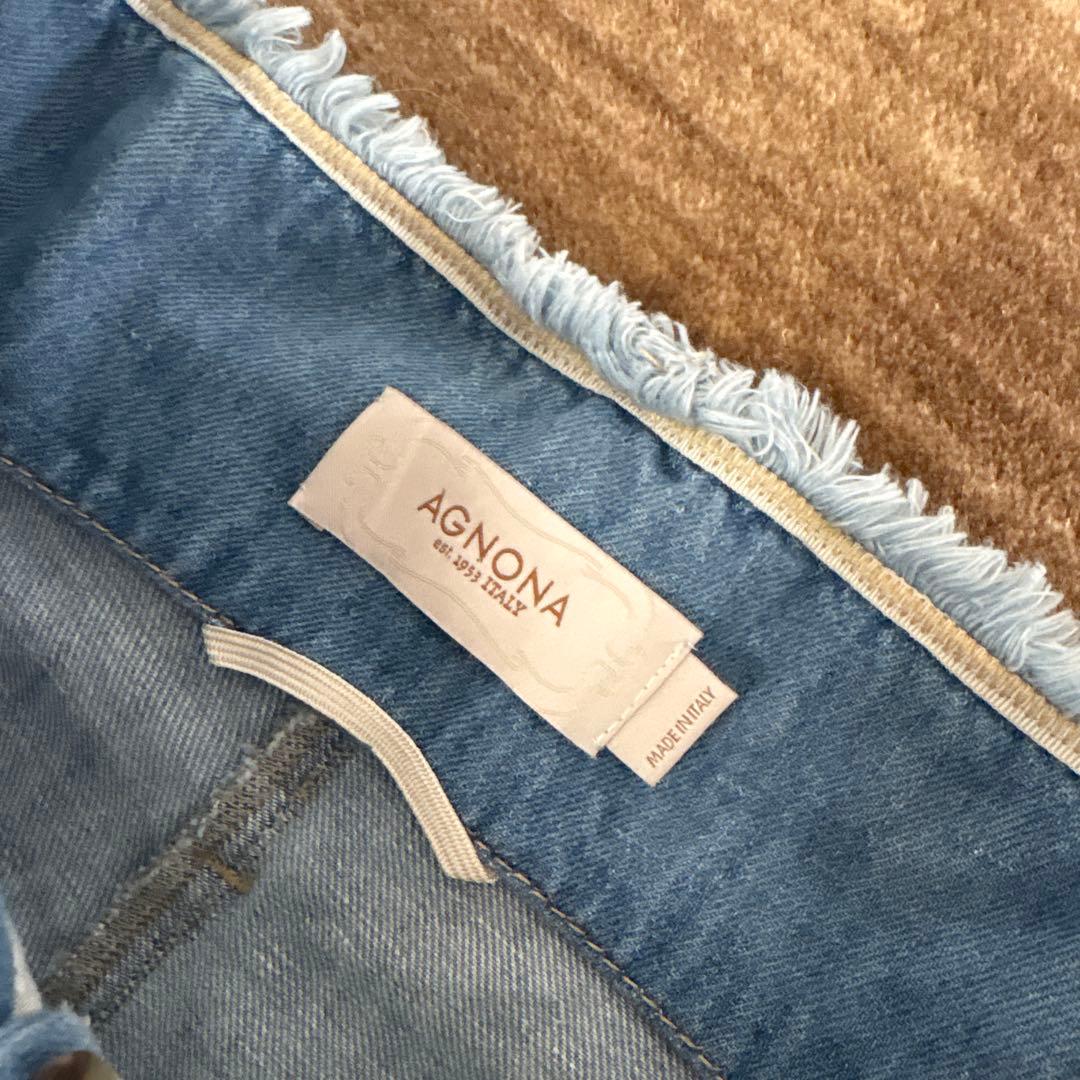 アニオナ AGNONA ロゴプレート ブルーデニムパンツ