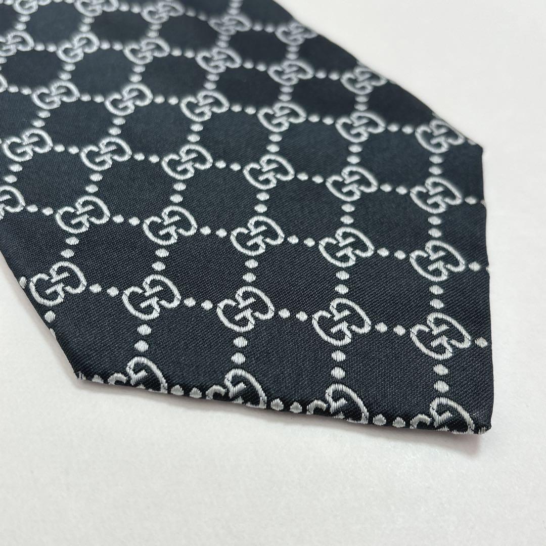 グッチ ネクタイ シルク GGライン GGチェーン ロゴ パターン バイカラー