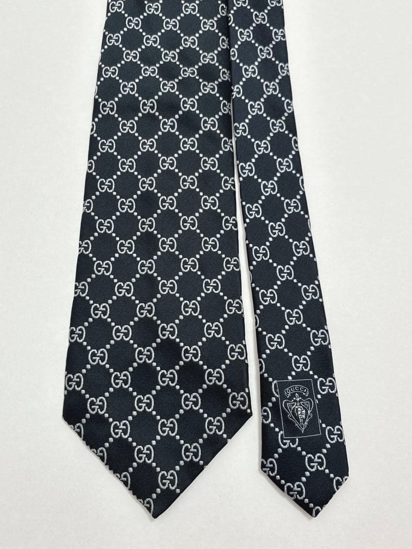 グッチ ネクタイ シルク GGライン GGチェーン ロゴ パターン バイカラー