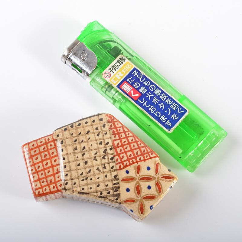 Gojyo　野々村仁清作　色絵格子文扇形香合　時代箱二重箱　V　R6219