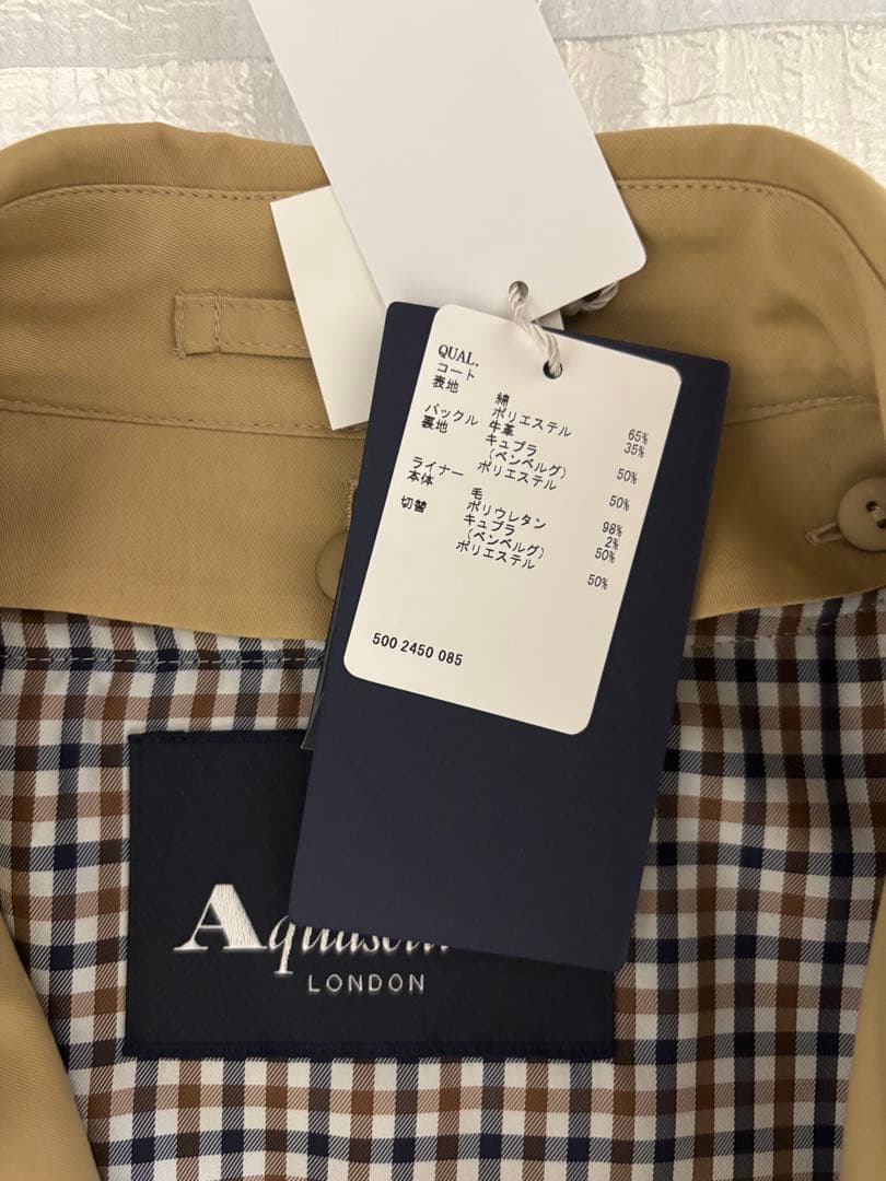 新品タグ付　Aquascutum ベージュ ロングトレンチコート