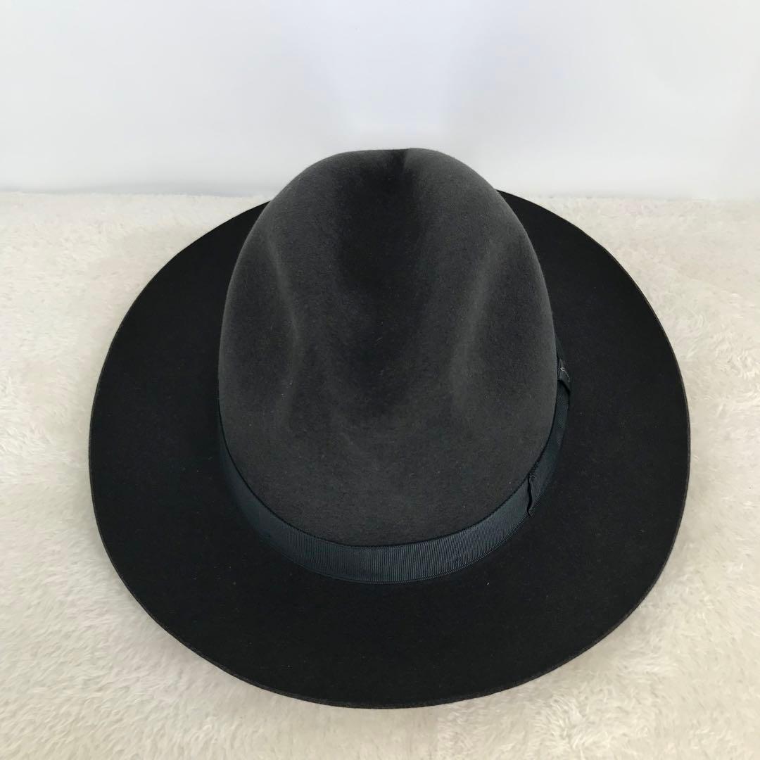 ボルサリーノ　ハット　61　チャコールブラック　ラビットファー　イタリア製