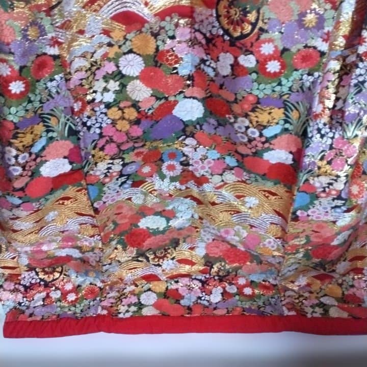 色打掛 花柄 金糸唐織りM