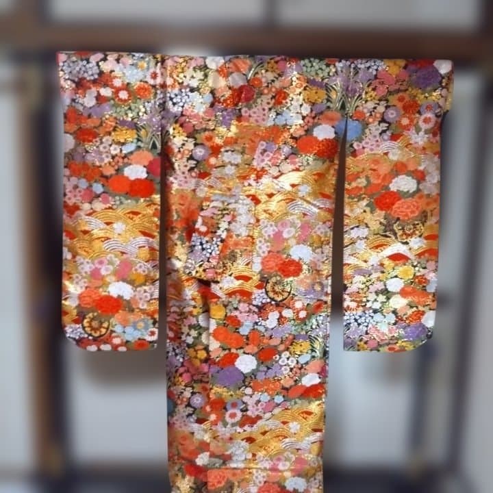 色打掛 花柄 金糸唐織りM