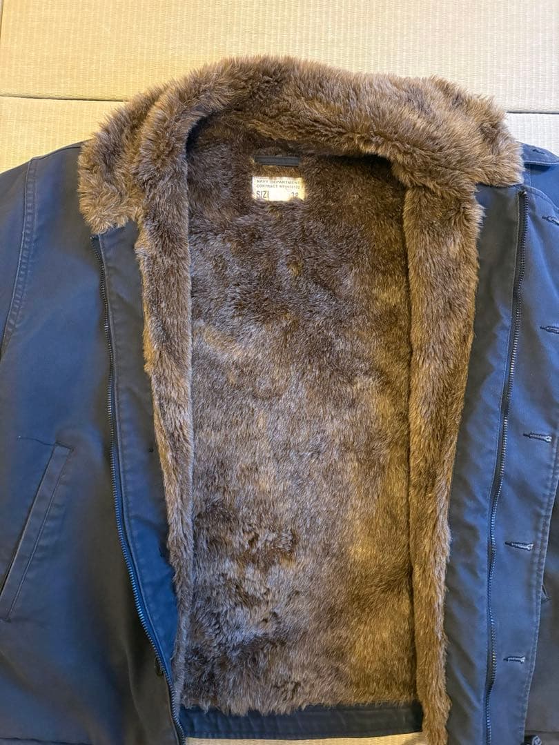 US.NAVY 裏ボア ミリタリーデッキジャケット 38(日本L相当) ネイビー