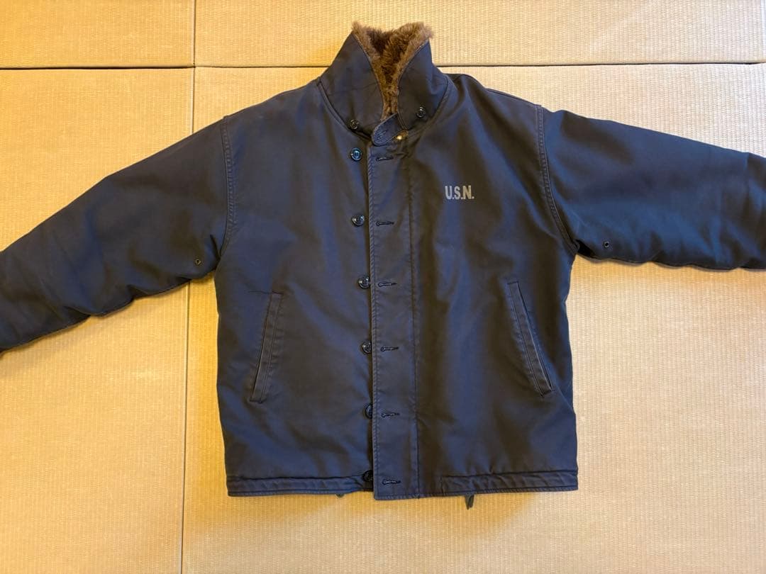 US.NAVY 裏ボア ミリタリーデッキジャケット 38(日本L相当) ネイビー
