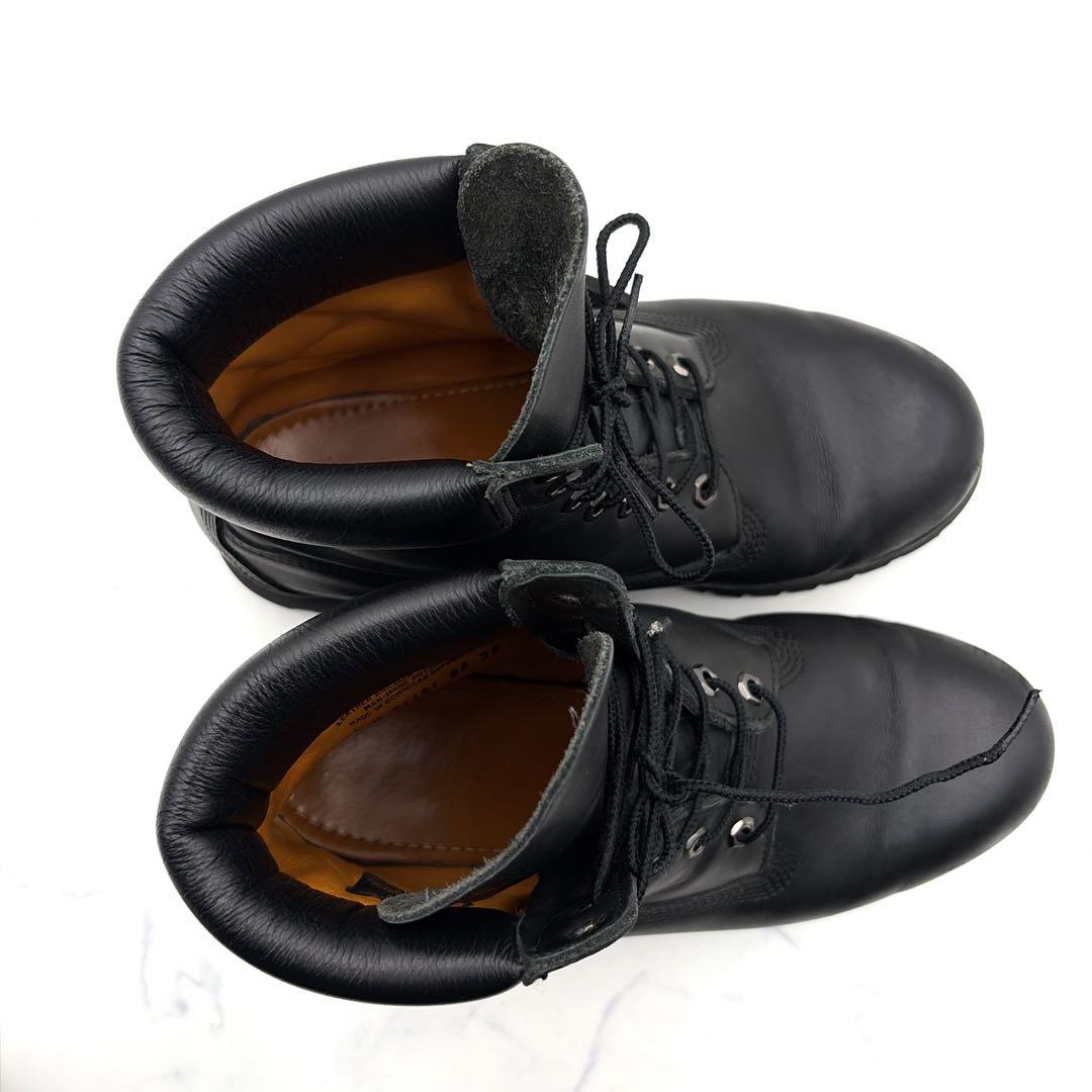 希少 ティンバーランド 6インチブーツ 黒 9.5W 27.5cm 刺繍 本革