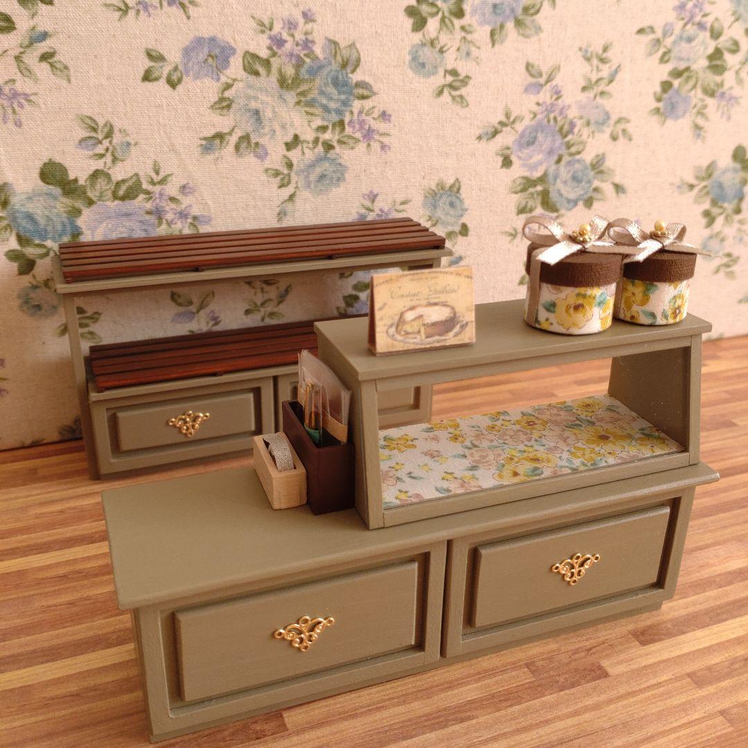 【専用】ミニチュア家具　パン屋さん家具セット①②《アンティークウッド》