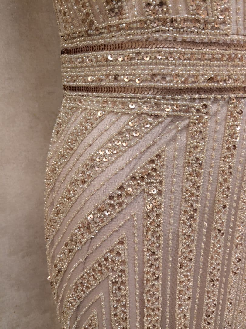 ロングドレス 演奏会発表会　ステージ　パーティー　イブニングドレス 　総ビーズ