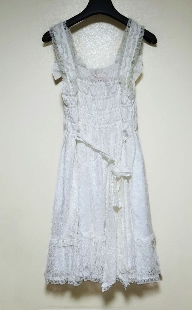 新古品 メタモルフォーゼ 総レースシャーリングJSK オフ白