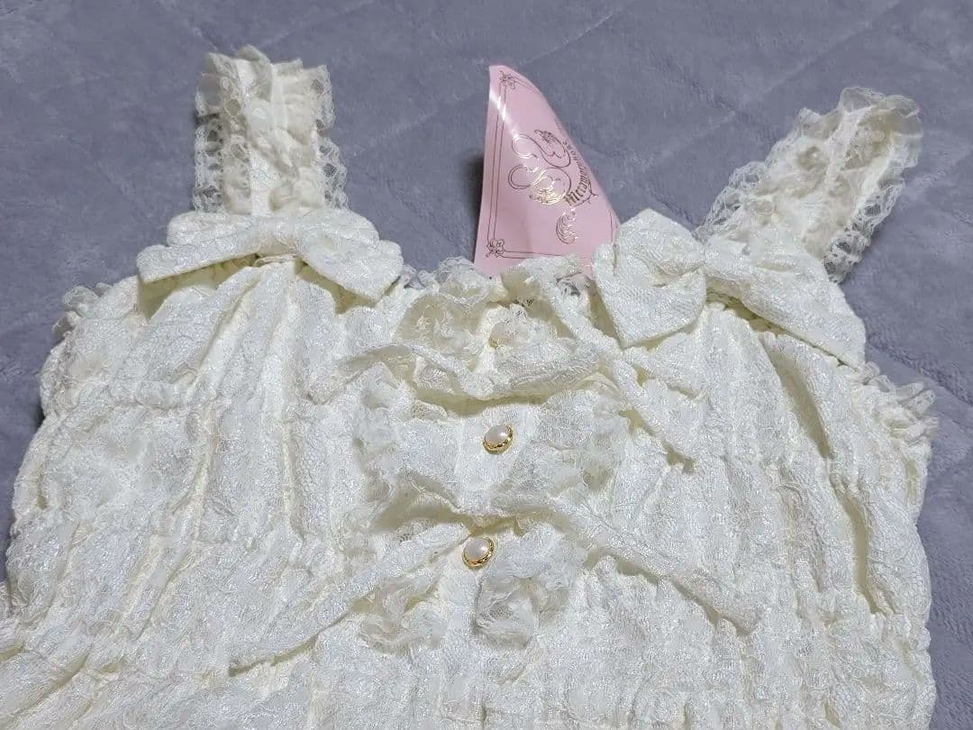 新古品 メタモルフォーゼ 総レースシャーリングJSK オフ白