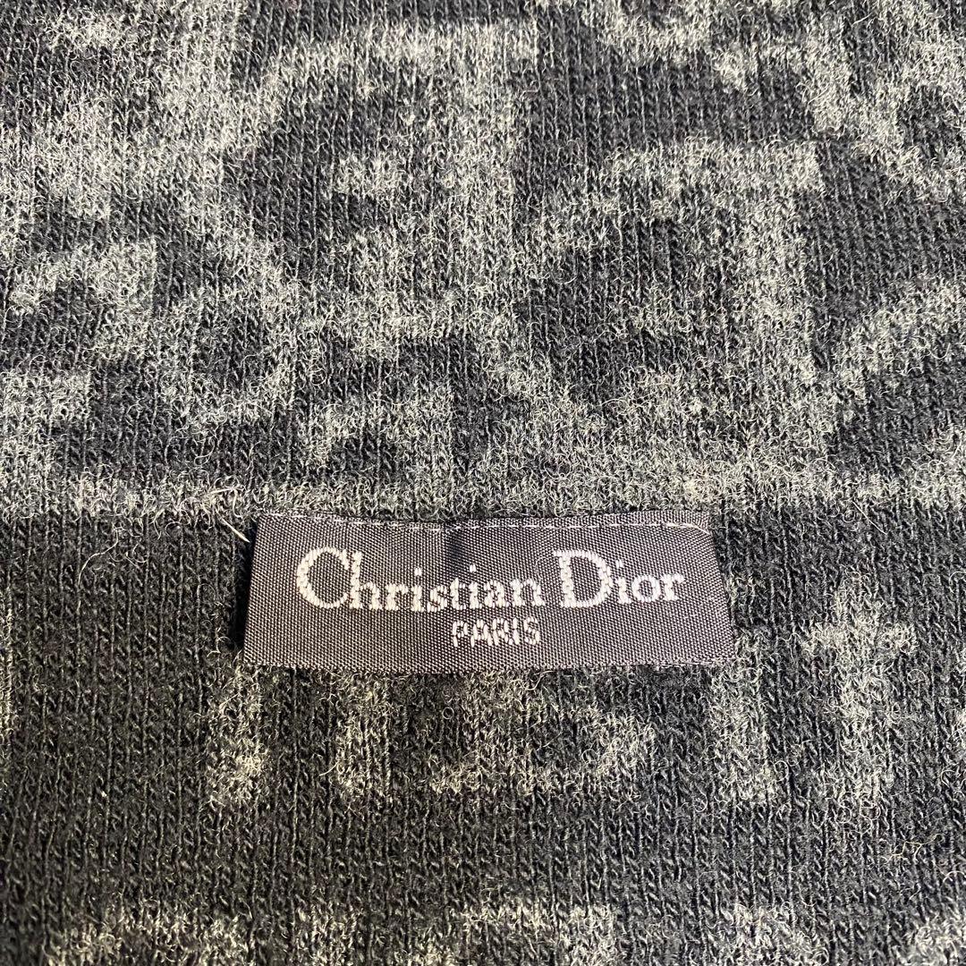 クリスチャンディオール　マフラー　トロッター柄　ブラック　ウール　ロゴ　ブラック