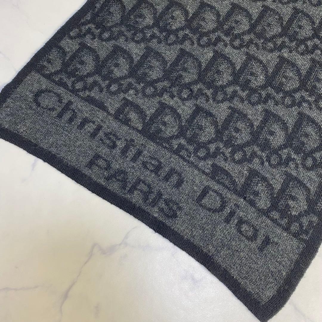 クリスチャンディオール　マフラー　トロッター柄　ブラック　ウール　ロゴ　ブラック