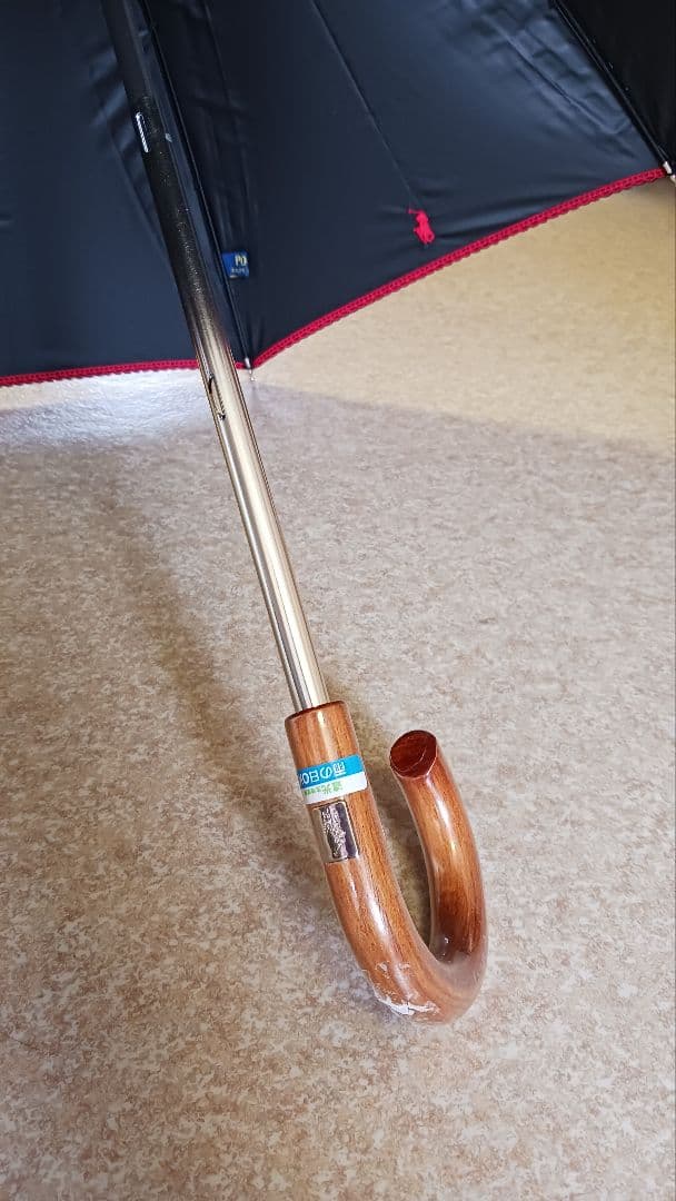 新品未使用★ラルフローレン 日傘 晴雨兼用 黒ボーダー　刺繍ポニー