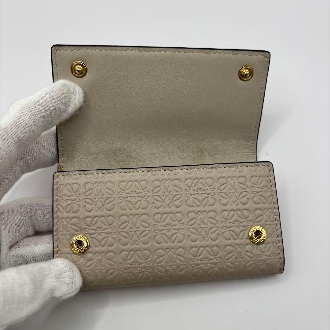 LOEWE キーケース　6連　リピートアナグラム　ライトオーツ　ベージュ