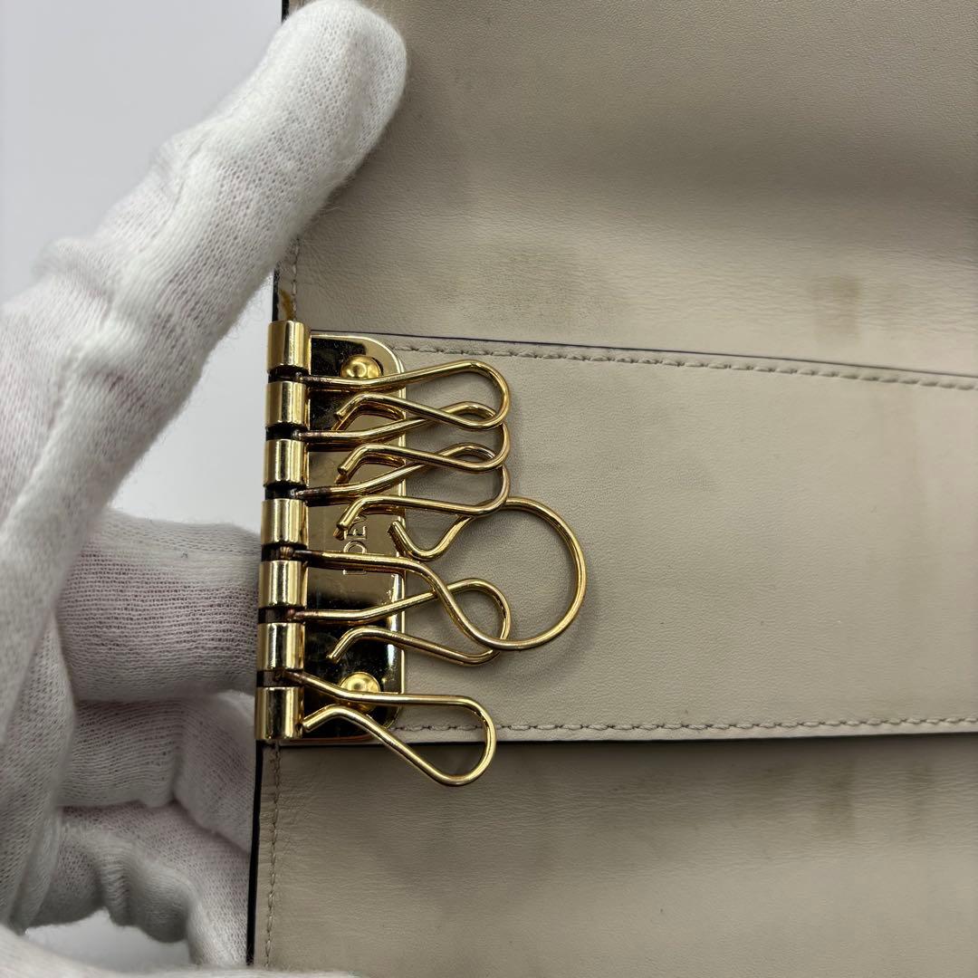LOEWE キーケース　6連　リピートアナグラム　ライトオーツ　ベージュ