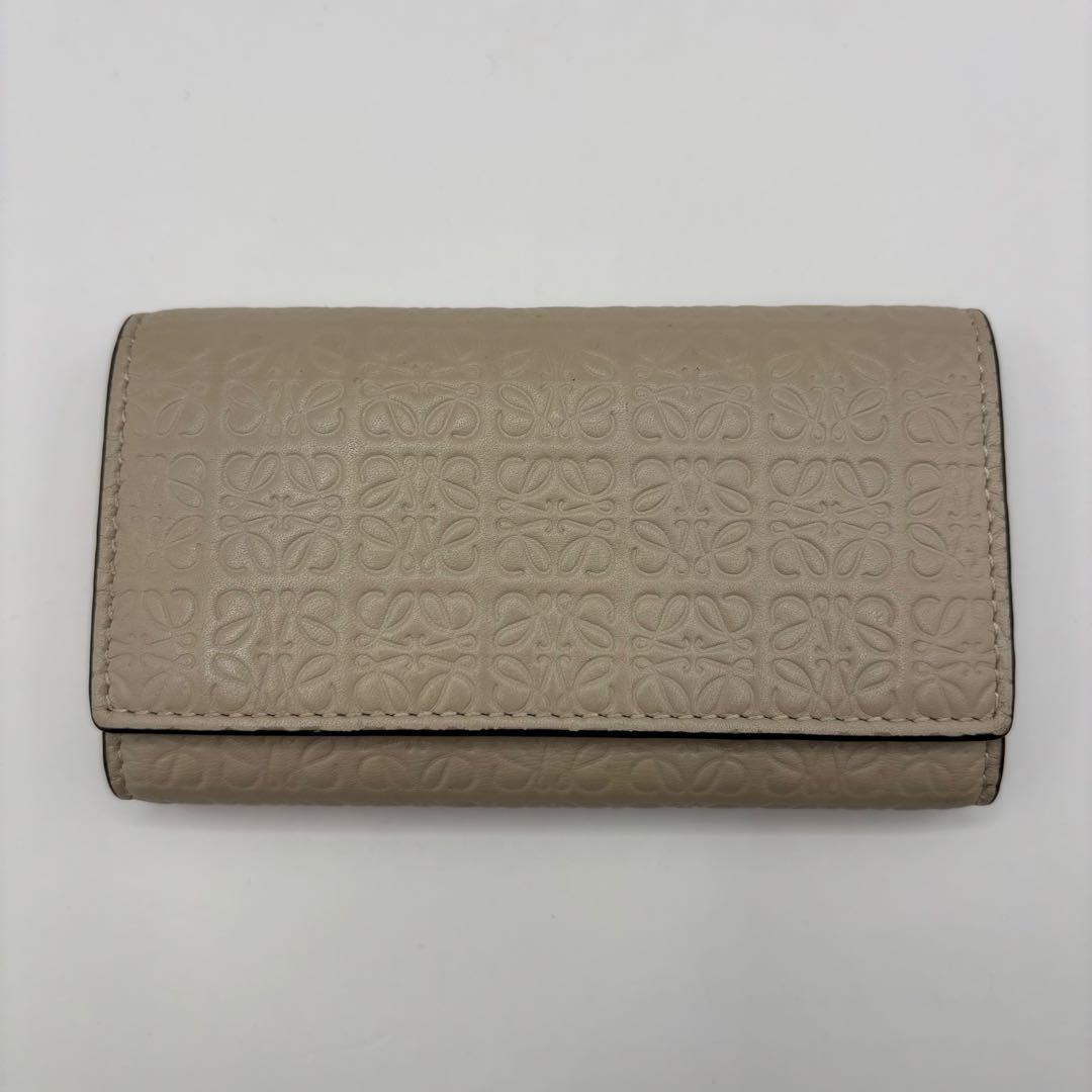 LOEWE キーケース　6連　リピートアナグラム　ライトオーツ　ベージュ