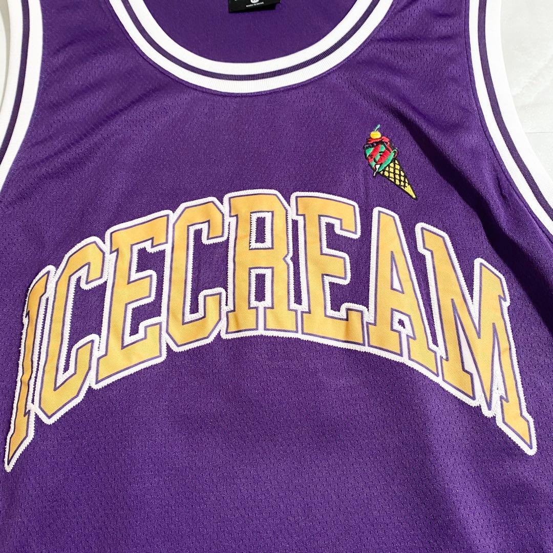 A17234 美品 アイスクリーム ランニングドッグバスケユニフォーム 紫 XL