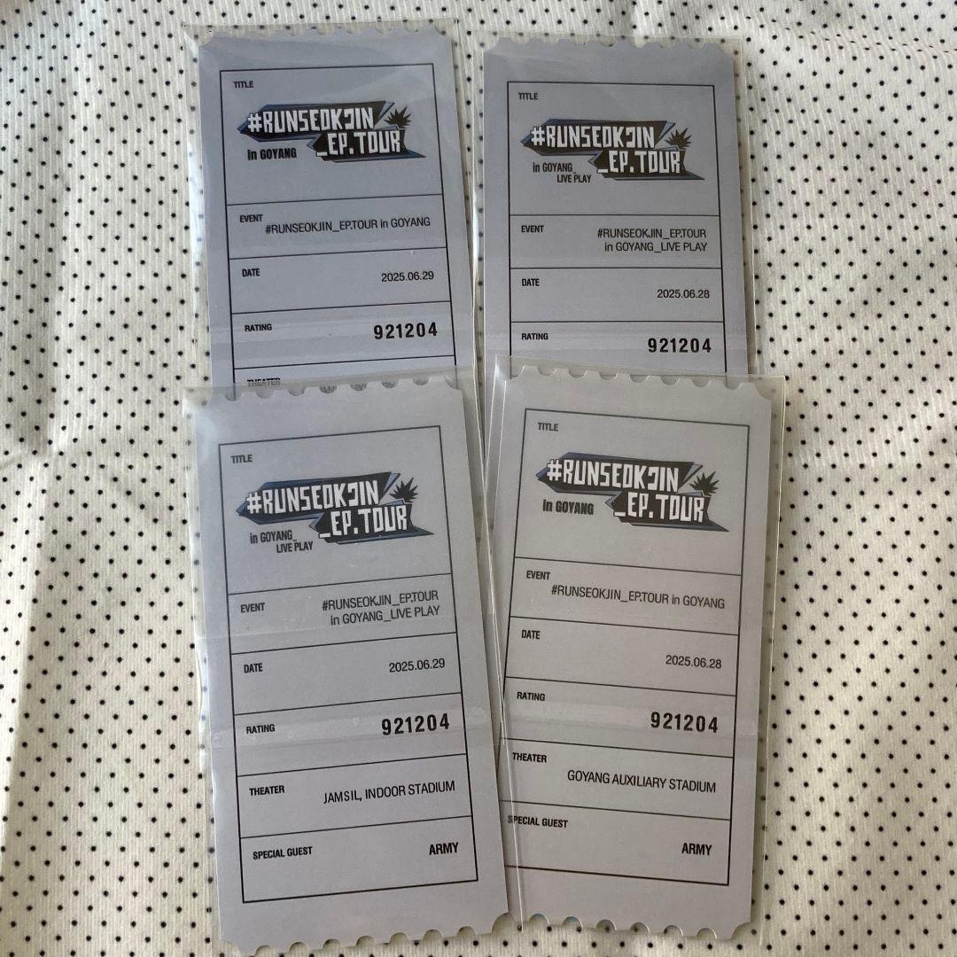 JIN ジン 6/28/29 RUNSEOKJIN_EP.TOUR トレカ 4枚