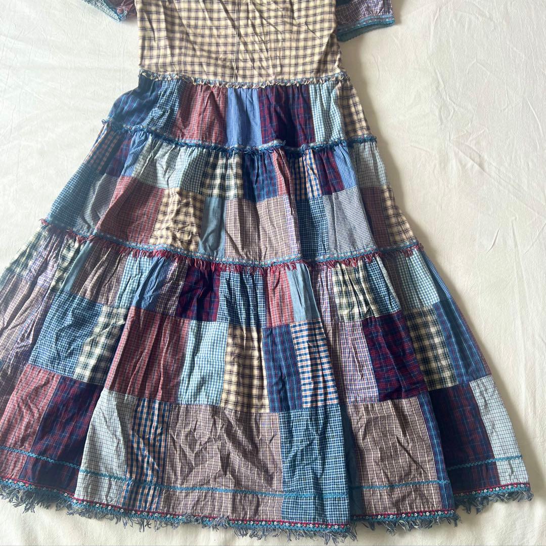 【高級】PINK HOUSE ワンピース フーディ チェック ブルー デザイン◎