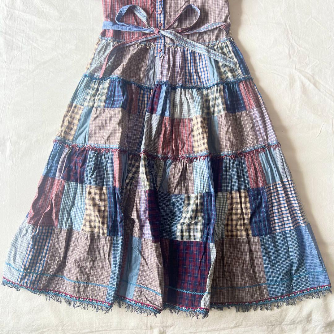 【高級】PINK HOUSE ワンピース フーディ チェック ブルー デザイン◎