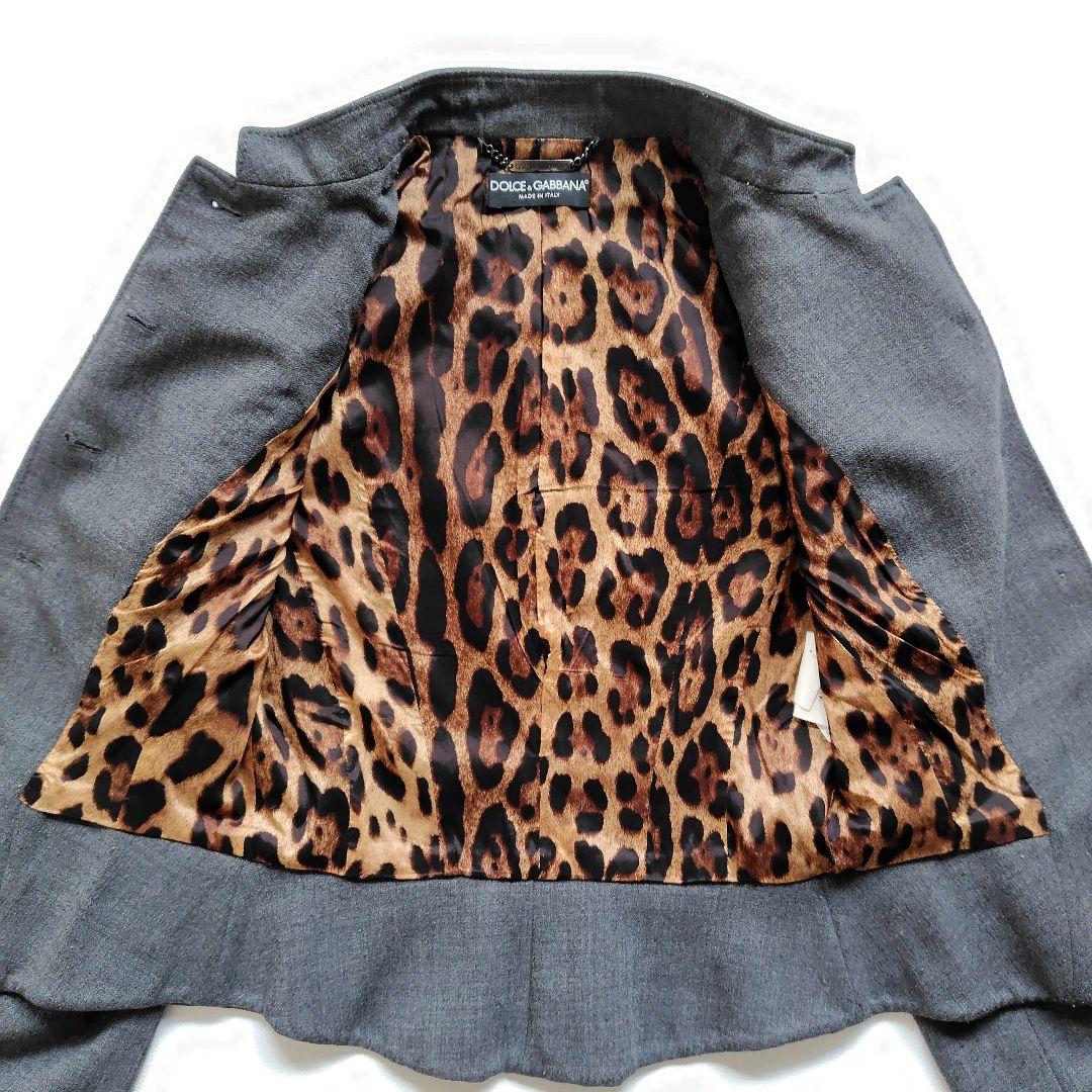 美品 テーラードジャケット レオパード グレー　ドルガバ ベルト 2way