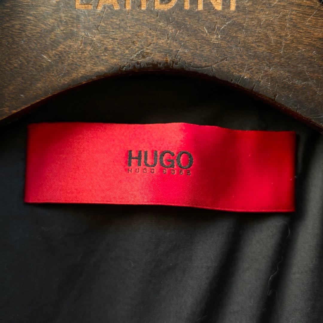 美品✨ヒューゴボス スタジャン 袖ラムレザー ウール 異素材 ブラック S 現行