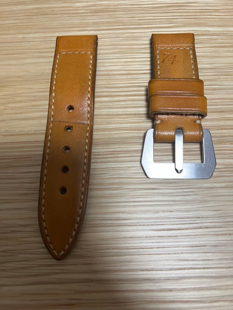 松下庵 レザーストラップ 26mm ナチュラル ステッチ仕上げ　パネライ