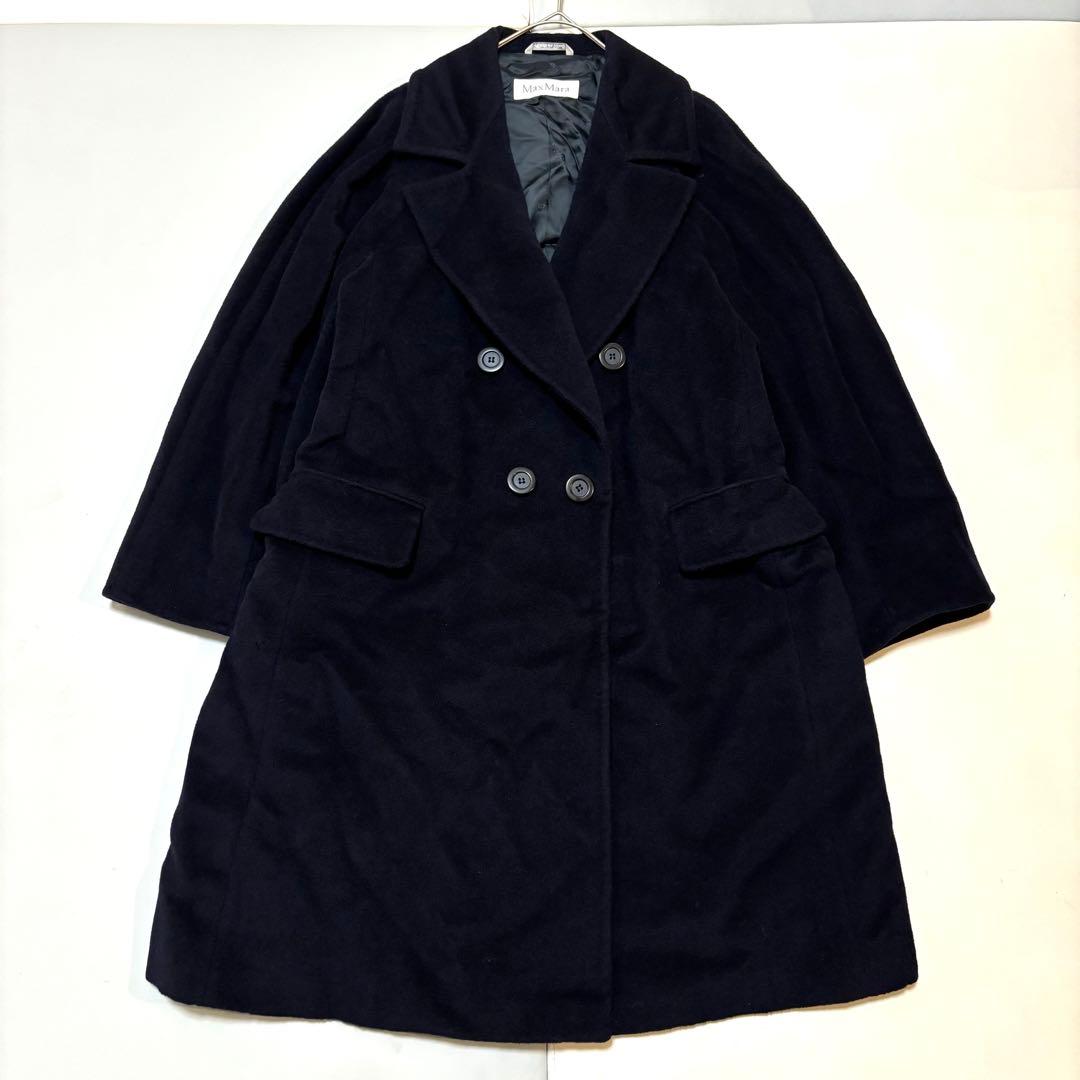 【大きいサイズ】マックスマーラ 白タグ カシミヤ混 ビッグカラーロングコート