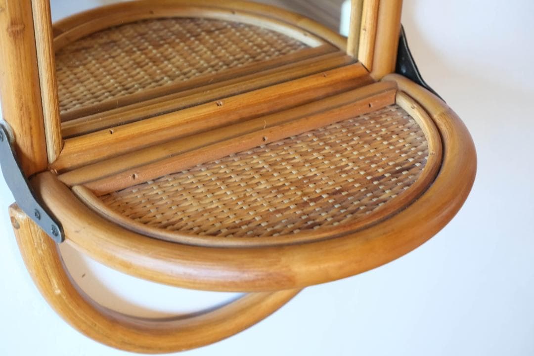 ウォールミラー　鏡　ラタン　レトロ　昭和レトロ