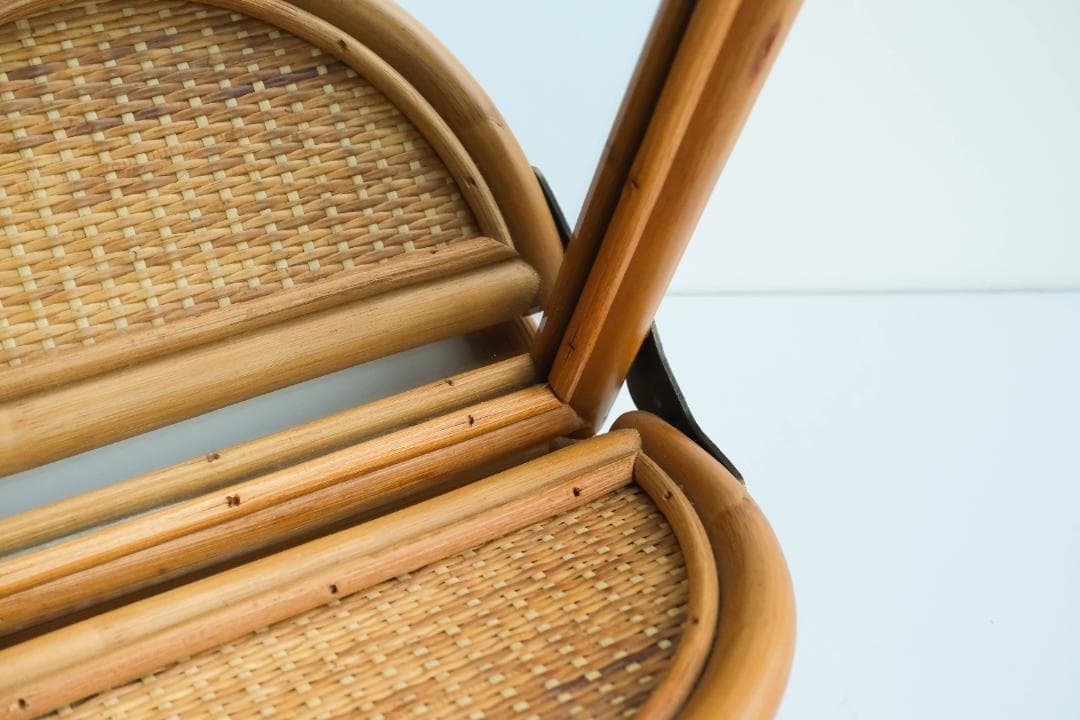 ウォールミラー　鏡　ラタン　レトロ　昭和レトロ