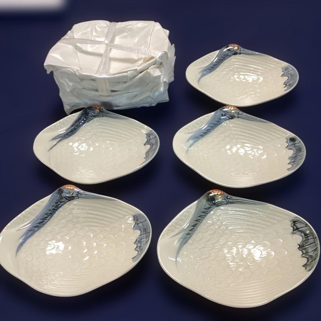 忙しくてごめんなさい　　永楽写巣篭もり鶴向付10客　新品未使用