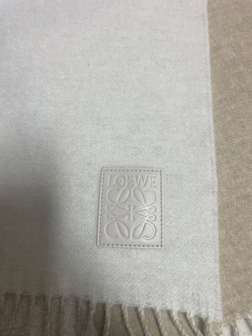 LOEWE マフラー （アイボリー/サンド）フリンジ付き