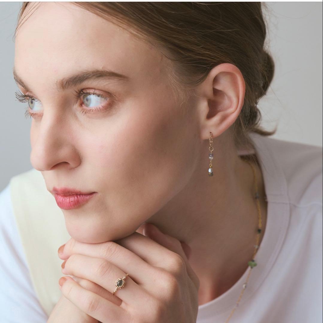 【専用】agete ゴールドマルチストーンピアスチャーム K10 2025