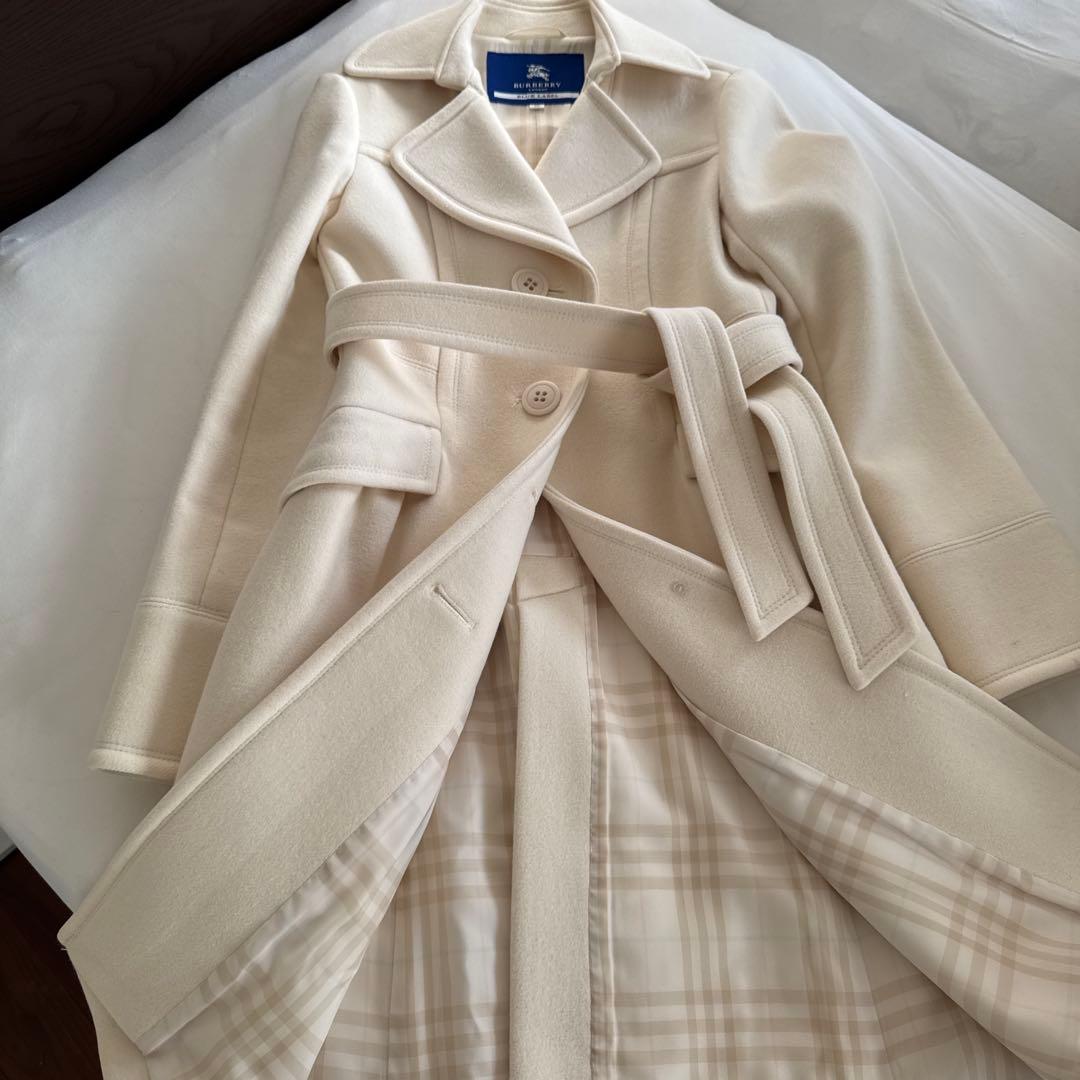 バーバリーブルーレーベル　アンゴラ　コート　36 オフホワイト