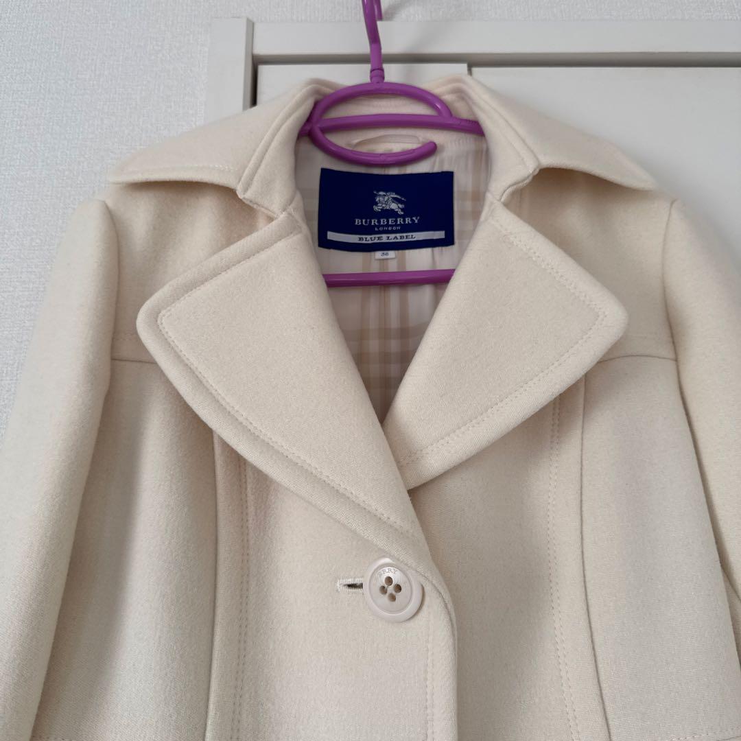 バーバリーブルーレーベル　アンゴラ　コート　36 オフホワイト
