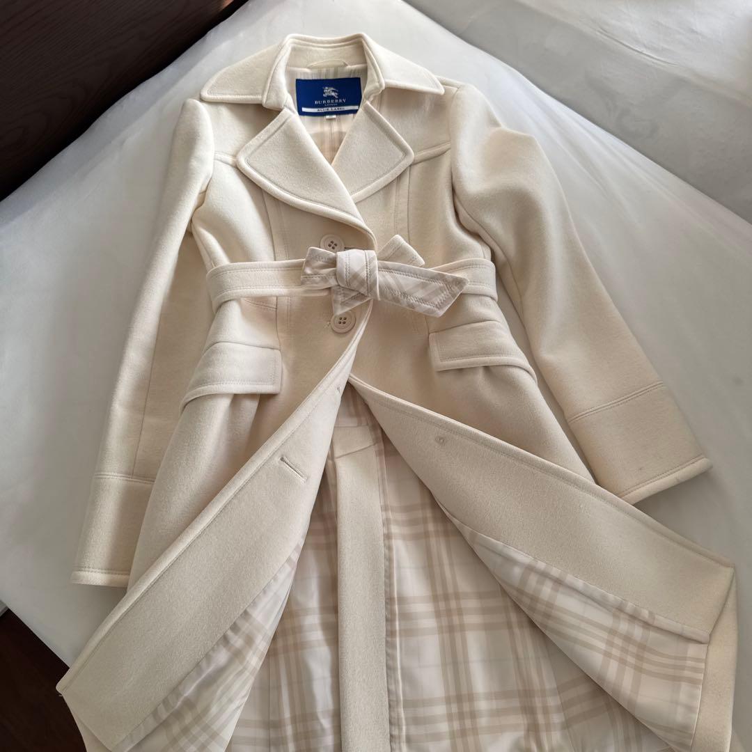 バーバリーブルーレーベル　アンゴラ　コート　36 オフホワイト