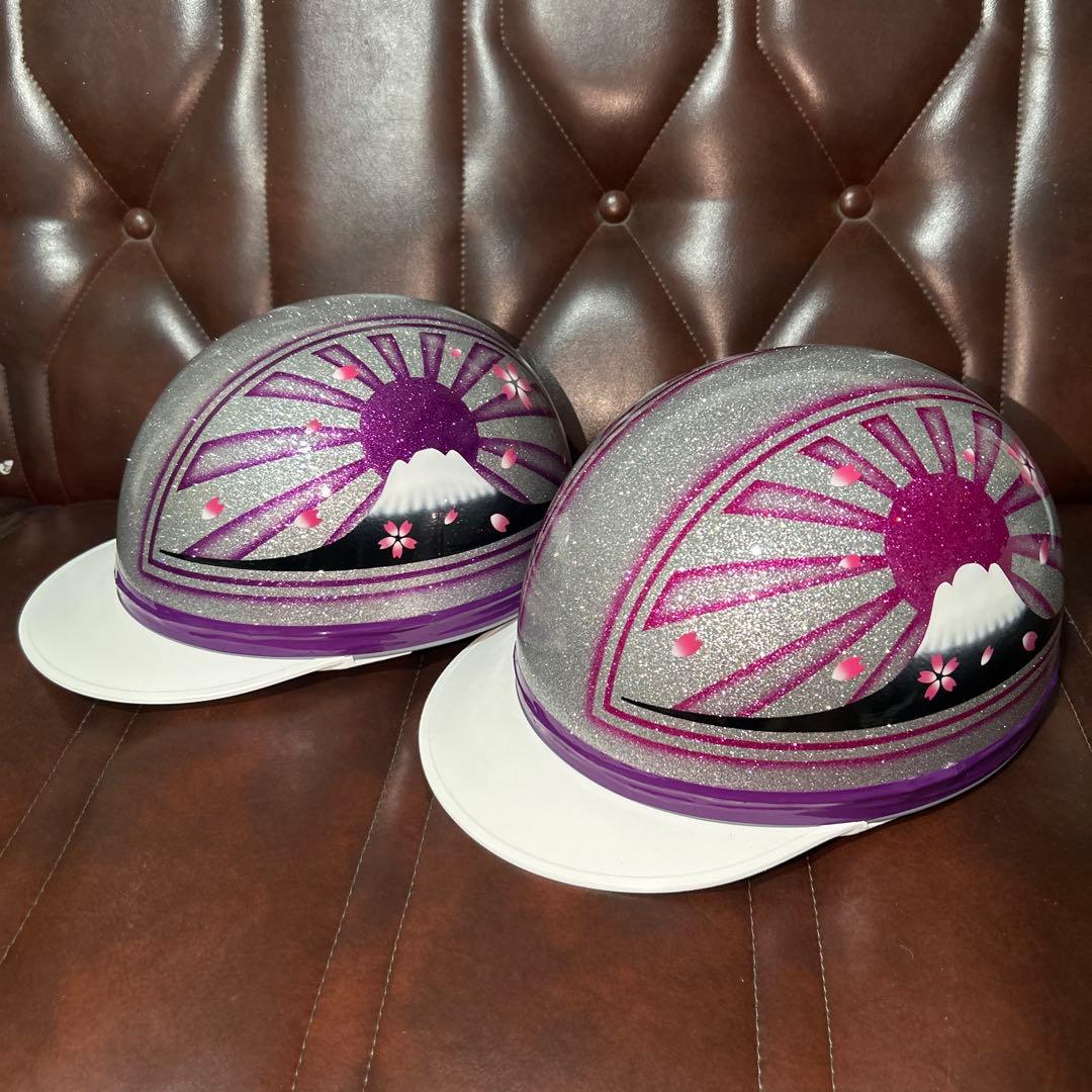 二つセット　ラメラメ　ピンク×パープル富士日照　桜　カスタムコルク半　三つボタン