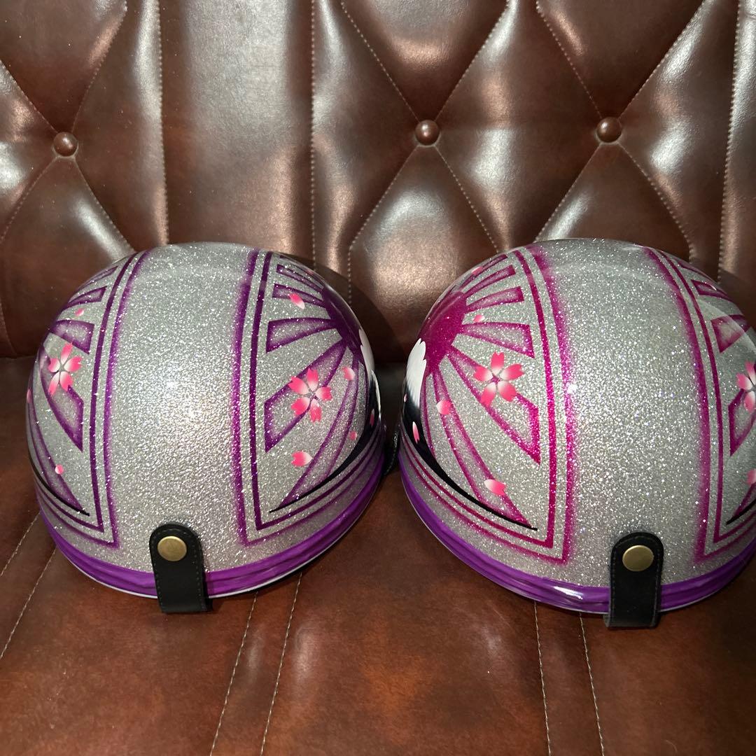 二つセット　ラメラメ　ピンク×パープル富士日照　桜　カスタムコルク半　三つボタン